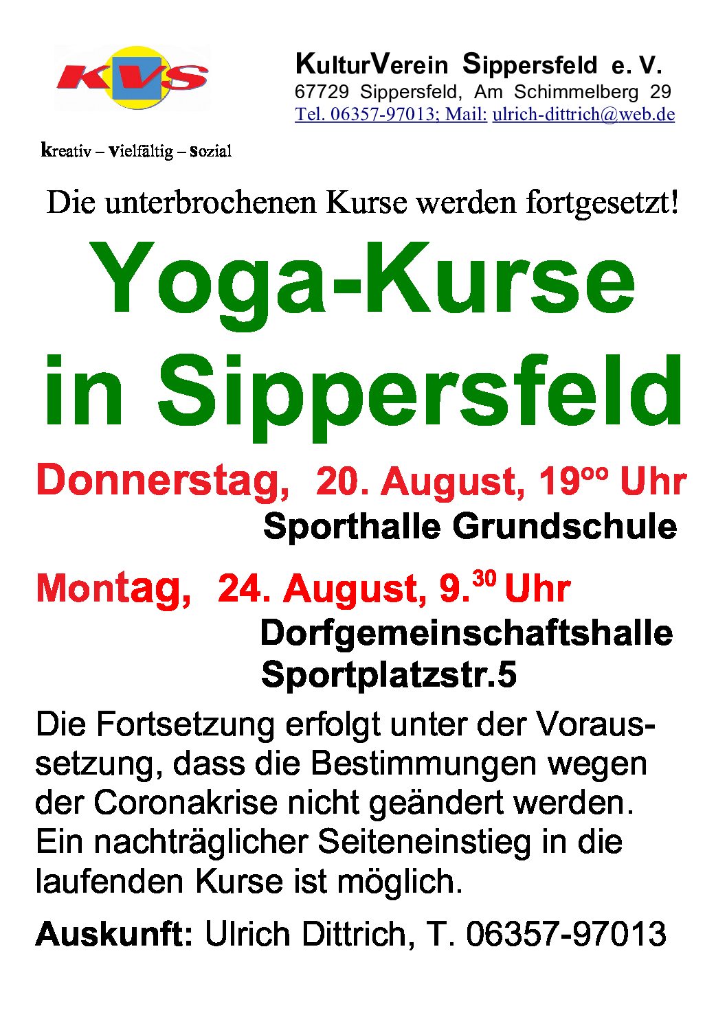 Yoga-Kurse in Sippersfeld